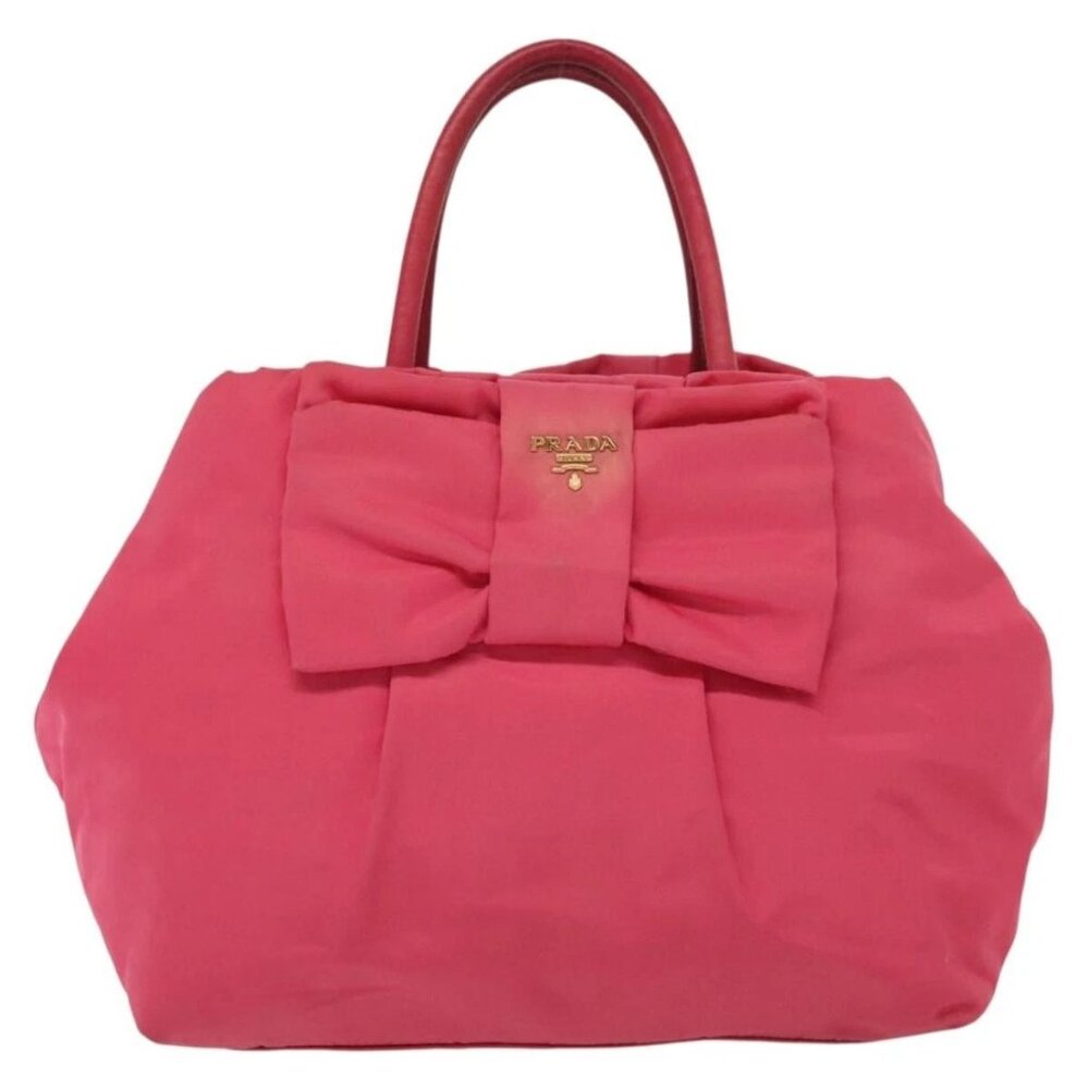 PRADA Hand Bag Nylon Pink Gold Auth - Picture 2 of 16
